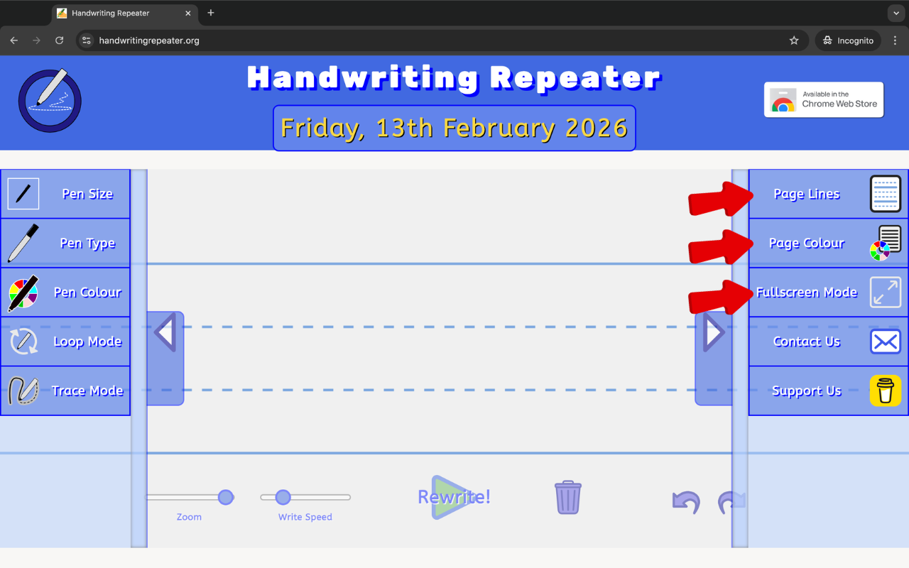 Page Lines and Page Colour options in the right sidebar
