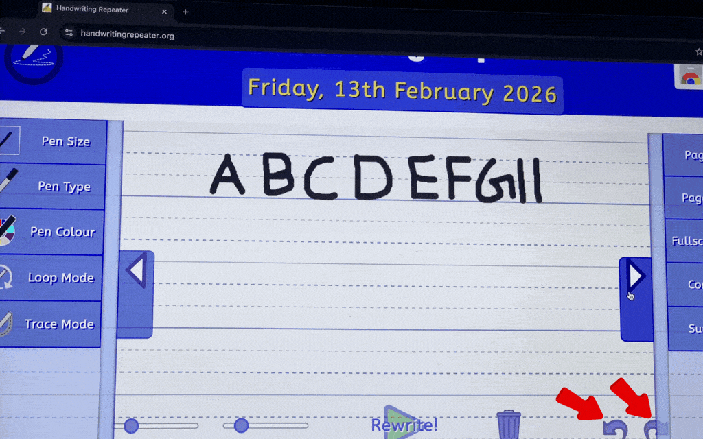 Animation showing the Undo and Clear canvas buttons in use